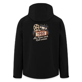 1985 Retro Kino Kult - Recycelte Männer Softshell-Jacke von Stanley/Stella - Schwarz - Hinten - AI Model Male 185 light (185cm)