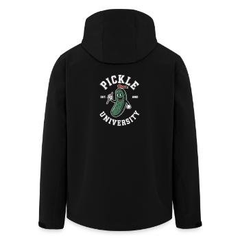 Pickle University Est 1892 Campus Humor - Men’s Recycled Softshell Jacket by Stanley/Stella - black - Back - AI Model Male 185 light (185cm)