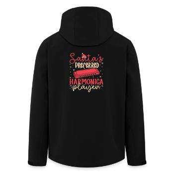 Funny Harmonica Player Santa ́s Preferred Harmonica - Men’s Recycled Softshell Jacket by Stanley/Stella - black - Back - AI Model Male 185 light (185cm)