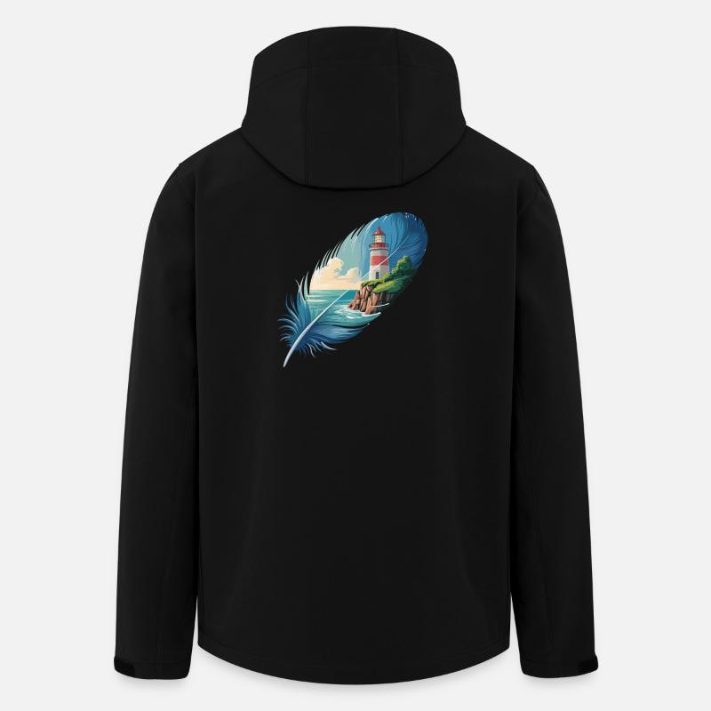Leuchtturm in Feder Landschaft Malerei - Recycelte Männer Softshell-Jacke von Stanley/Stella - Schwarz