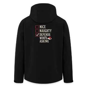 Christmas Checklist Nice Naughty Depends Xmas - Men’s Recycled Softshell Jacket by Stanley/Stella - black - Back - AI Model Male 185 light (185cm)