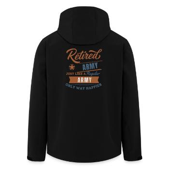 Pensionierte Armee nur viel glücklicher - Recycelte Männer Softshell-Jacke von Stanley/Stella - Schwarz - Hinten - AI Model Male 185 light (185cm)