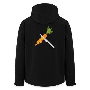 Sliced carrot with knife – kitchen motif - Men’s Recycled Softshell Jacket by Stanley/Stella - black - Back - AI Model Male 185 light (185cm)