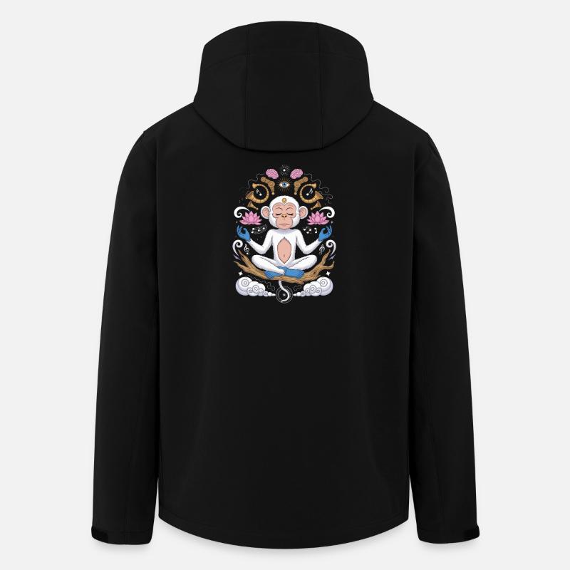 Meditating monkey with lotus bed and - Men’s Recycled Softshell Jacket by Stanley/Stella - black