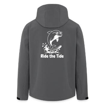 Dolphin Skateboard Wave - Men’s Recycled Softshell Jacket by Stanley/Stella - anthracite - Back - AI Model Male 185 light (185cm)