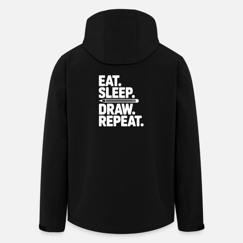 Eat. Sleep. Draw. Repeat. - Men’s Recycled Softshell Jacket by Stanley/Stella - black