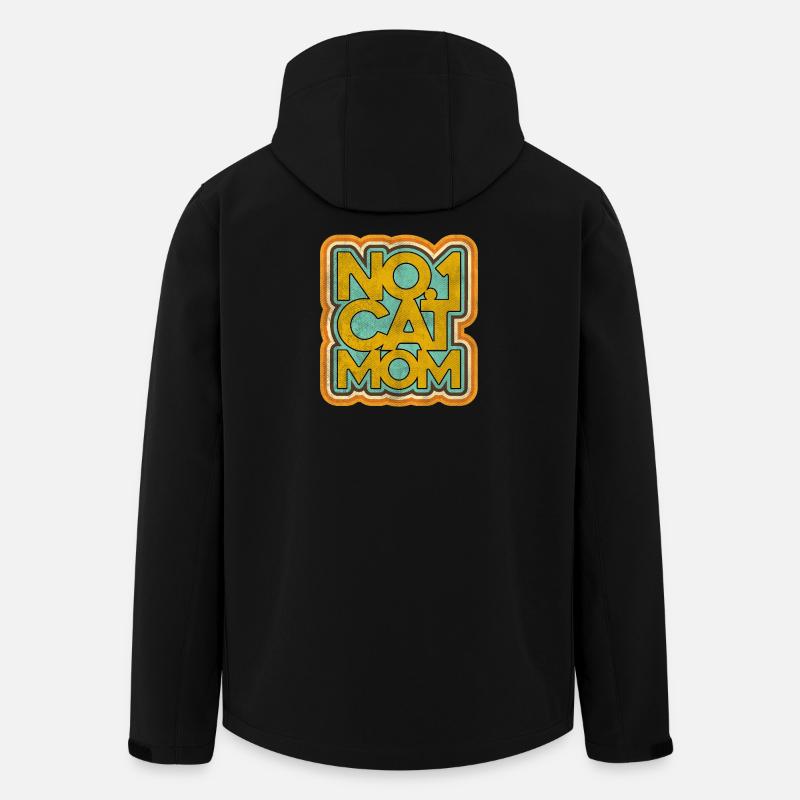 Badge rétro Cat Mom Number One - Veste softshell homme en polyester recyclé Stanley/Stella - noir