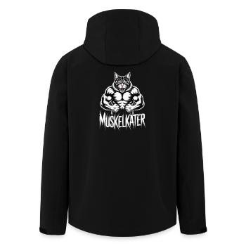 Muscular Sore Muscle Cartoon Cat - Men’s Recycled Softshell Jacket by Stanley/Stella - black - Back - AI Model Male 185 light (185cm)