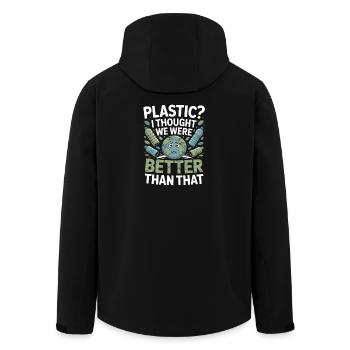 Plastique? Je pensais qu’on valait mieux que ça – - Veste softshell homme en polyester recyclé Stanley/Stella - noir - Dos - AI Model Male 185 light (185cm)