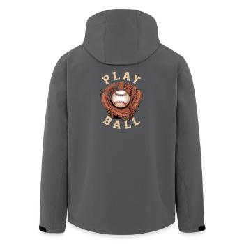 Baseball Spiel Handschuh Play Ball Design - Recycelte Männer Softshell-Jacke von Stanley/Stella - Anthrazit - Hinten - AI Model Male 185 light (185cm)