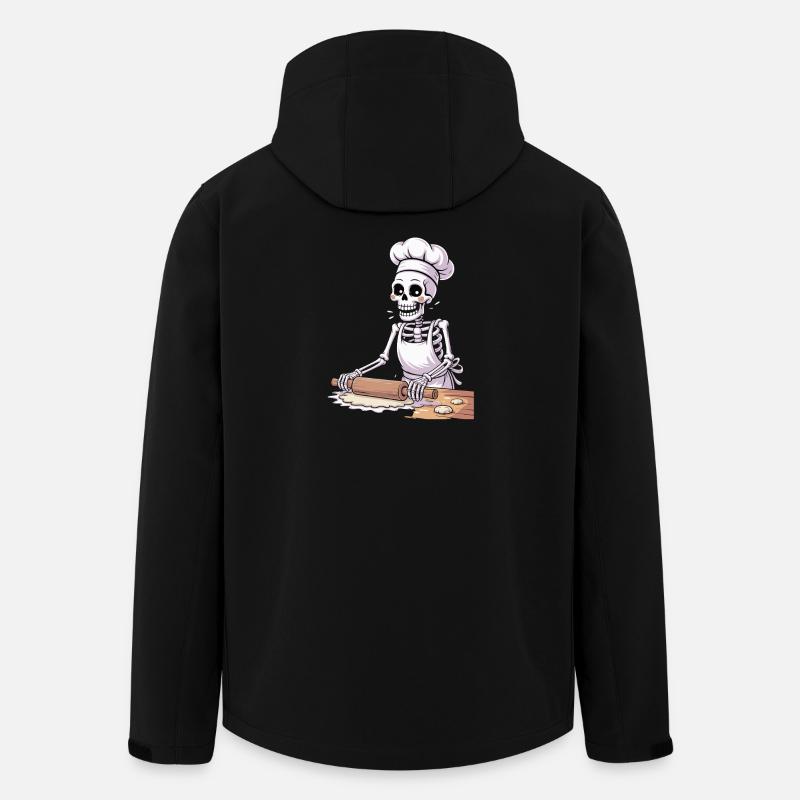 Squelette boulanger drôle motif de cuisine - Veste softshell homme en polyester recyclé Stanley/Stella - noir