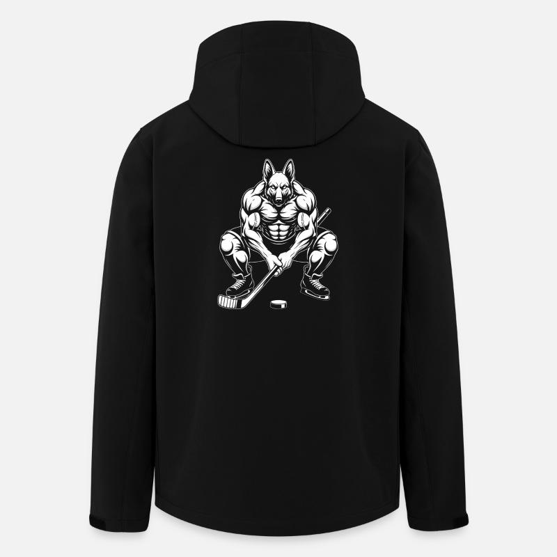 Muskulöser Schäferhund Eishockeyspieler Silhouette - Men’s Recycled Softshell Jacket by Stanley/Stella - black