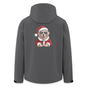 Christmas Dog in Santa Outfit - Men’s Recycled Softshell Jacket by Stanley/Stella - black - Back - AI Model Male 185 light (185cm)