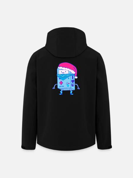 Kawaii Christmas Robot Santa Bot - Men’s Recycled Softshell Jacket by Stanley/Stella - black