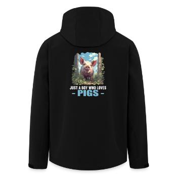 Schweine Schwein - Recycelte Männer Softshell-Jacke von Stanley/Stella - Schwarz - Hinten - AI Model Male 185 light (185cm)