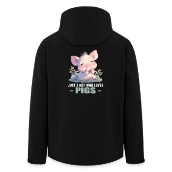 Schweine Schwein - Recycelte Männer Softshell-Jacke von Stanley/Stella - Schwarz - Hinten - AI Model Male 185 light (185cm)