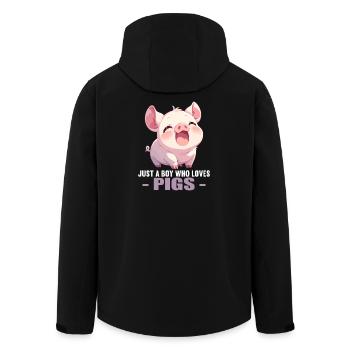 Schweine Schwein - Recycelte Männer Softshell-Jacke von Stanley/Stella - Schwarz - Hinten - AI Model Male 185 light (185cm)