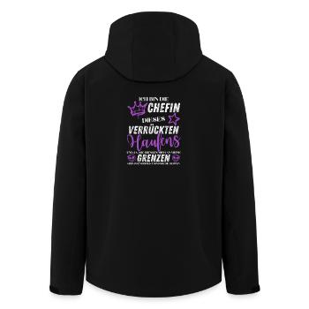 Chefin Chaos Crew – Frauenpower Sprüche - Recycelte Männer Softshell-Jacke von Stanley/Stella - Schwarz - Hinten - AI Model Male 185 light (185cm)