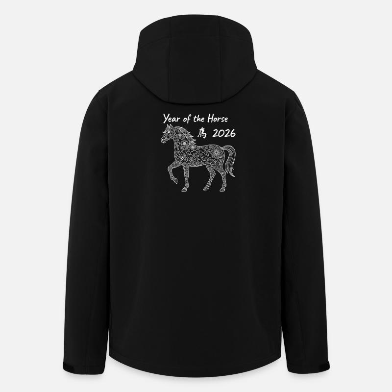 Année du Cheval 2026 Nouvel An chinois - Veste softshell homme en polyester recyclé Stanley/Stella - noir