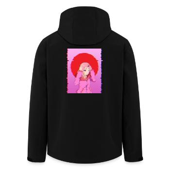 Glitch Aesthetic Anime Girl Digital Art Design - Men’s Recycled Softshell Jacket by Stanley/Stella - black - Back - AI Model Male 185 light (185cm)