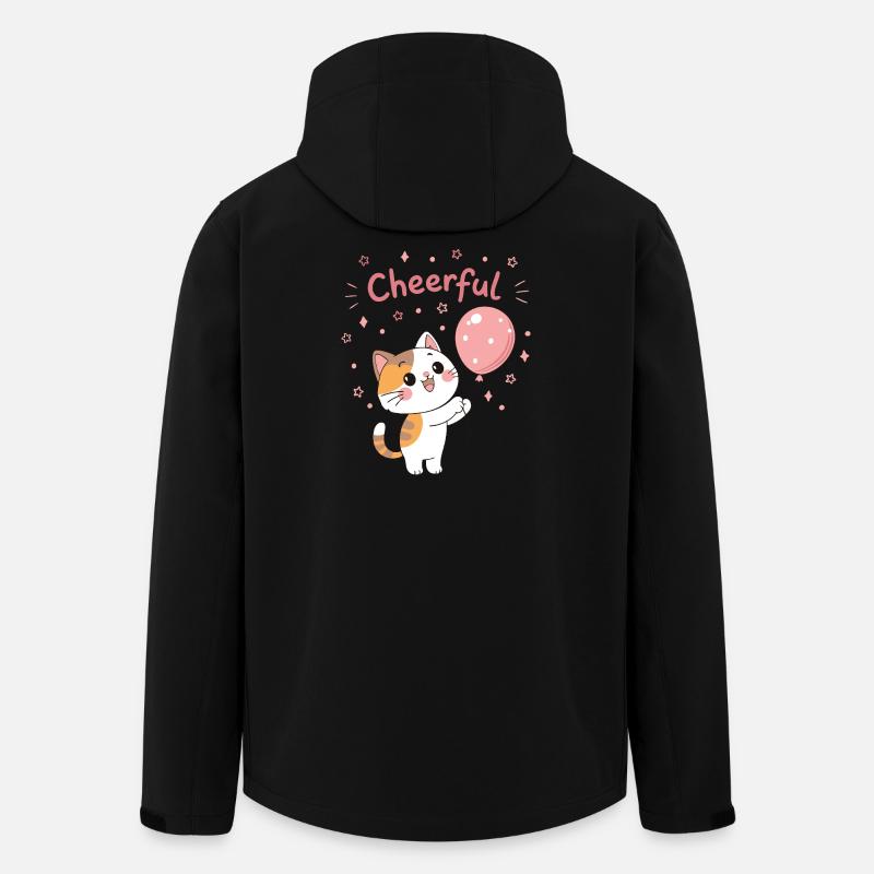 Chaton Ballon Rose Joyeux - Veste softshell homme en polyester recyclé Stanley/Stella - noir