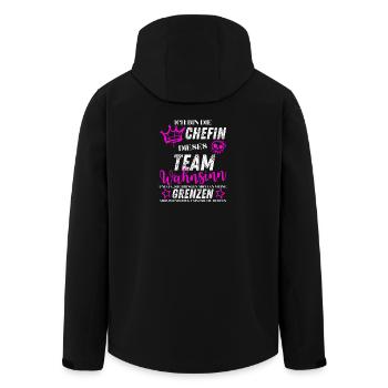 Chefin dieses Team Wahnsinn - Recycelte Männer Softshell-Jacke von Stanley/Stella - Schwarz - Hinten - AI Model Male 185 light (185cm)
