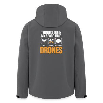 Drones: Fly Repair Talk in Spare Time - Men’s Recycled Softshell Jacket by Stanley/Stella - anthracite - Back - AI Model Male 185 light (185cm)