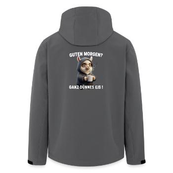 Lustiges Lama im Hoodie – Mürrischer Morgen - Veste softshell homme en polyester recyclé Stanley/Stella - charbon - Dos - AI Model Male 185 light (185cm)
