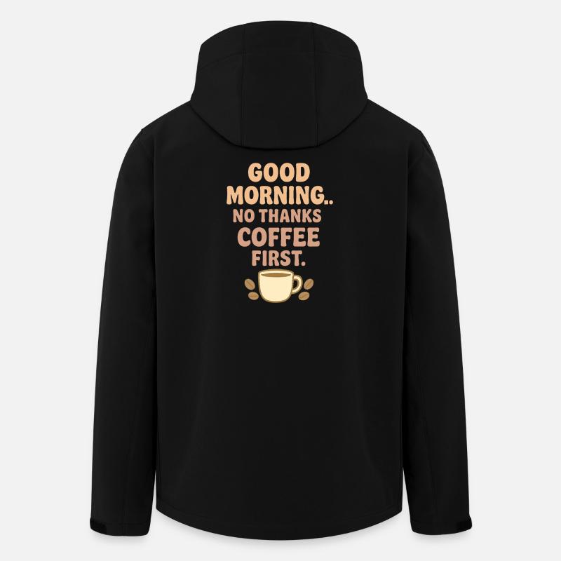 Bonjour café humour - Veste softshell homme en polyester recyclé Stanley/Stella - noir