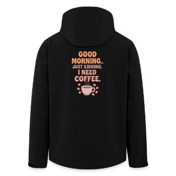 Good morning – I need coffee - Men’s Recycled Softshell Jacket by Stanley/Stella - black - Back - AI Model Male 185 light (185cm)