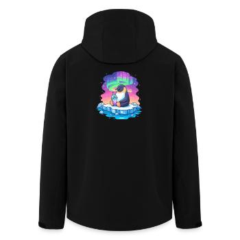 Penguin at the Northern Lights Drink - Men’s Recycled Softshell Jacket by Stanley/Stella - black - Back - AI Model Male 185 light (185cm)