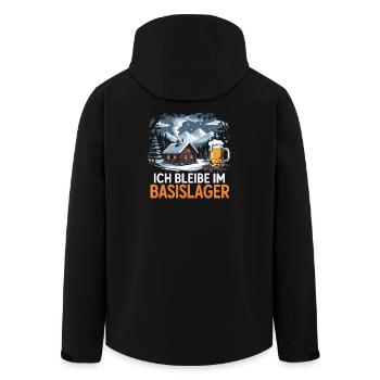 I'm staying at base camp - hut and beer in the - Men’s Recycled Softshell Jacket by Stanley/Stella - black - Back - AI Model Male 185 light (185cm)