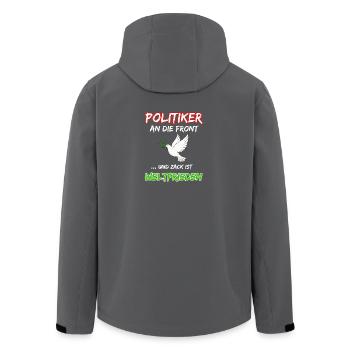 Politiker an die Front und zack ist Weltfrieden - Recycelte Männer Softshell-Jacke von Stanley/Stella - Schwarz - Hinten - AI Model Male 185 light (185cm)