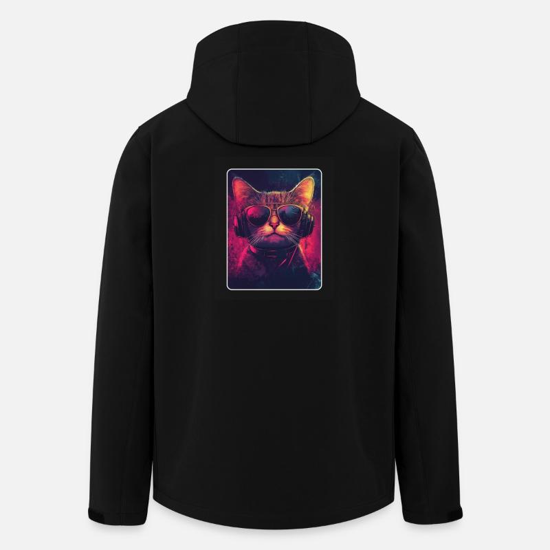 Cool DJ cat with sunglasses - Men’s Recycled Softshell Jacket by Stanley/Stella - black