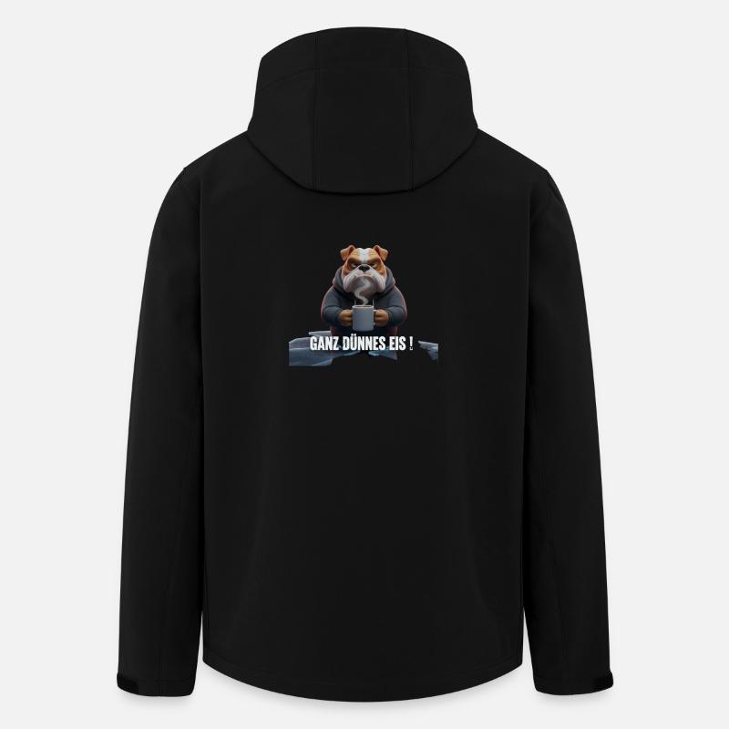 Bulldogge mit Kaffee – Witziges Eis-Motiv - Recycelte Männer Softshell-Jacke von Stanley/Stella - Schwarz