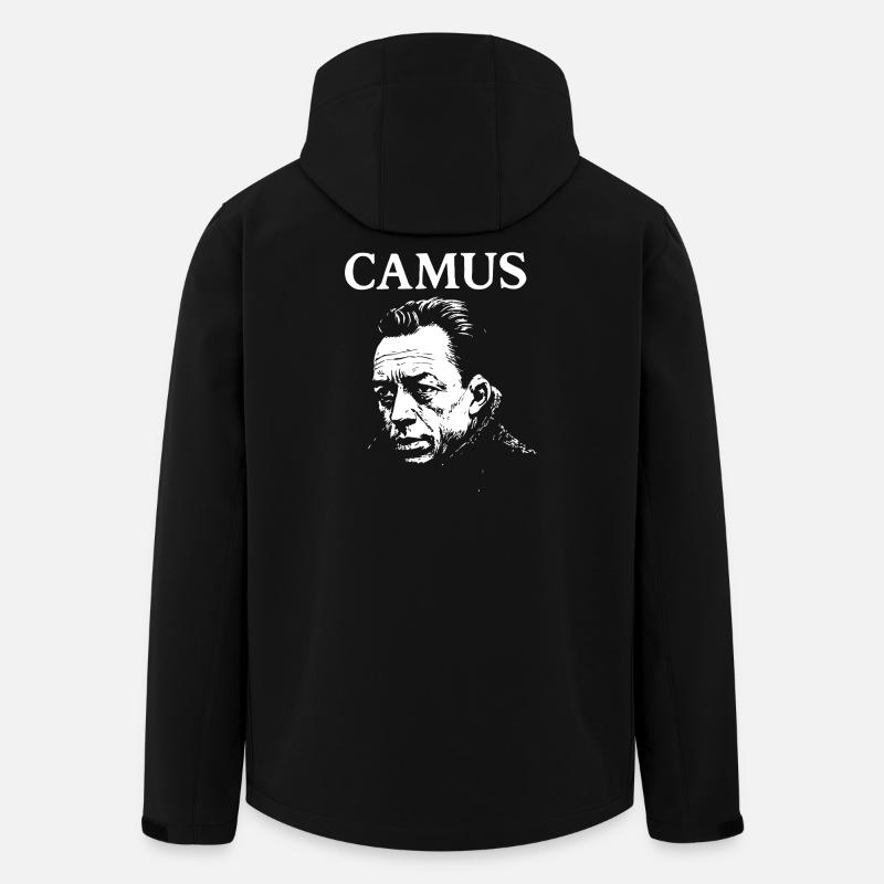 Portrait existentiel noir d’Albert Camus - Veste softshell homme en polyester recyclé Stanley/Stella - noir