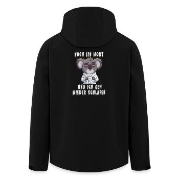 Tired Koala Morning Grouch Saying - Men’s Recycled Softshell Jacket by Stanley/Stella - black - Back - AI Model Male 185 light (185cm)