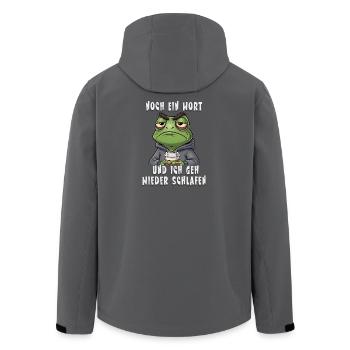 Genervter Frosch Kaffee Müdigkeit - Recycelte Männer Softshell-Jacke von Stanley/Stella - Anthrazit - Hinten - AI Model Male 185 light (185cm)
