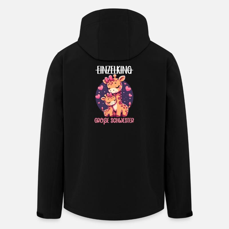 Große Schwester Giraffen Geschwisterkind - Recycelte Männer Softshell-Jacke von Stanley/Stella - Schwarz