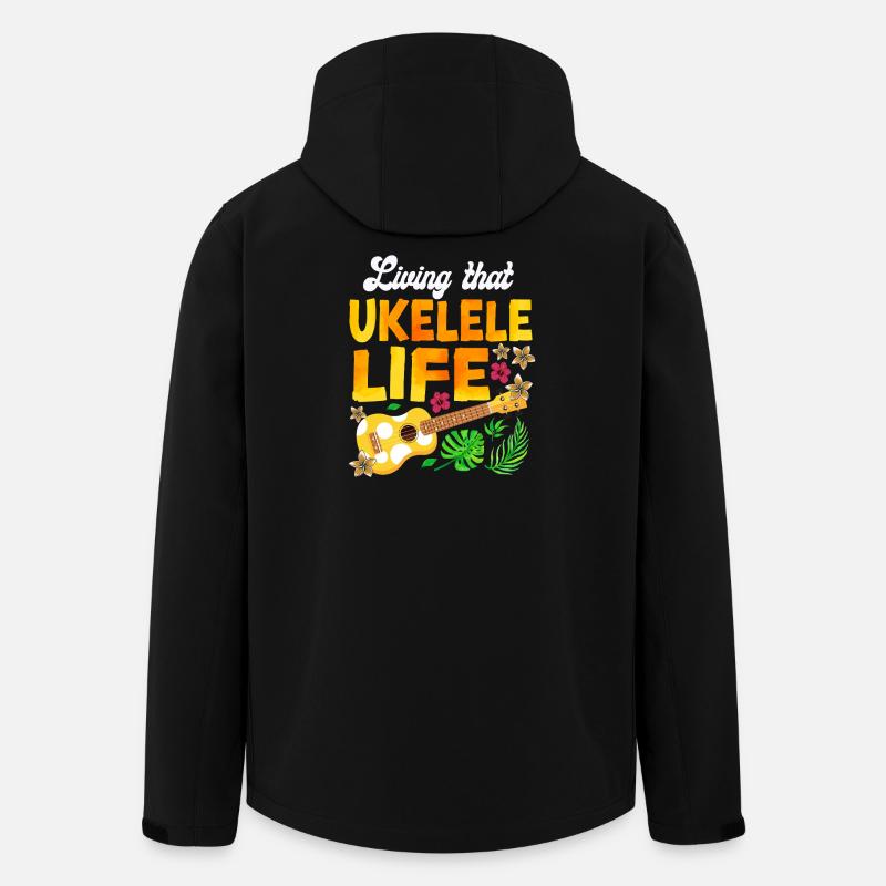 Hawaiian Ukulele Uke Living That - Men’s Recycled Softshell Jacket by Stanley/Stella - black