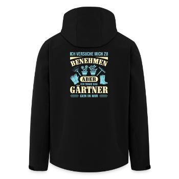 Horticulture Gardener Garden Gardening Sayings - Men’s Recycled Softshell Jacket by Stanley/Stella - black - Back - AI Model Male 185 light (185cm)
