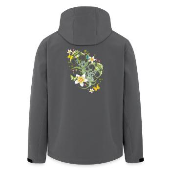 Verspieltes Blütenornament & zarter Schmetterling - Recycelte Männer Softshell-Jacke von Stanley/Stella - Schwarz - Hinten - AI Model Male 185 light (185cm)
