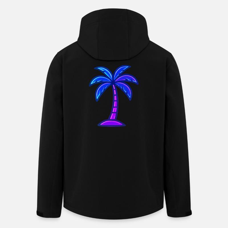 Neon palm tree in night light - Men’s Recycled Softshell Jacket by Stanley/Stella - black