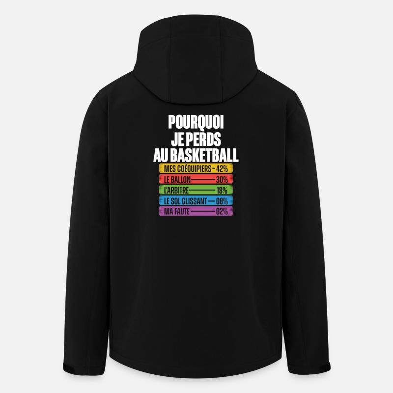 Pourquoi je perds au basket - Veste softshell homme en polyester recyclé Stanley/Stella - noir