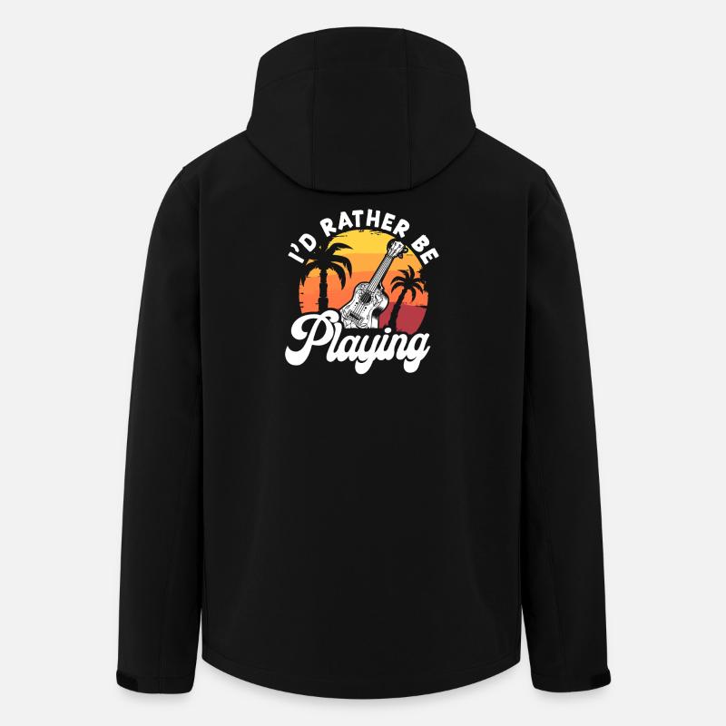 Ukulélé hawaïen Uke Je Préférerais Être - Veste softshell homme en polyester recyclé Stanley/Stella - noir