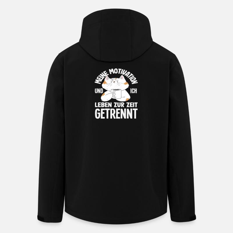 Funny Cat No Motivation Saying - Men’s Recycled Softshell Jacket by Stanley/Stella - black