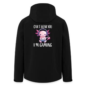 Gaming Axolotl mit Kopfhörer - Recycelte Männer Softshell-Jacke von Stanley/Stella - Schwarz - Hinten - AI Model Male 185 light (185cm)