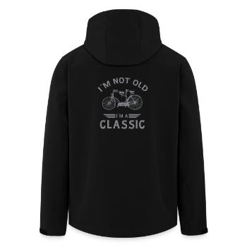 Vintage Bicycle Classic Saying Design - Men’s Recycled Softshell Jacket by Stanley/Stella - black - Back - AI Model Male 185 light (185cm)