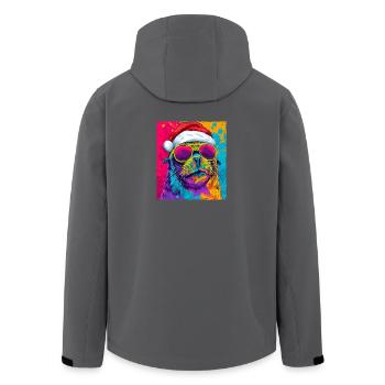 Seal Animal Christmas Portrait - Men’s Recycled Softshell Jacket by Stanley/Stella - black - Back - AI Model Male 185 light (185cm)
