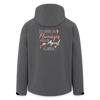Anniversaire d’avril : Flamant rose qui dit drôle - Veste softshell homme en polyester recyclé Stanley/Stella - charbon - Dos - AI Model Male 185 light (185cm)
